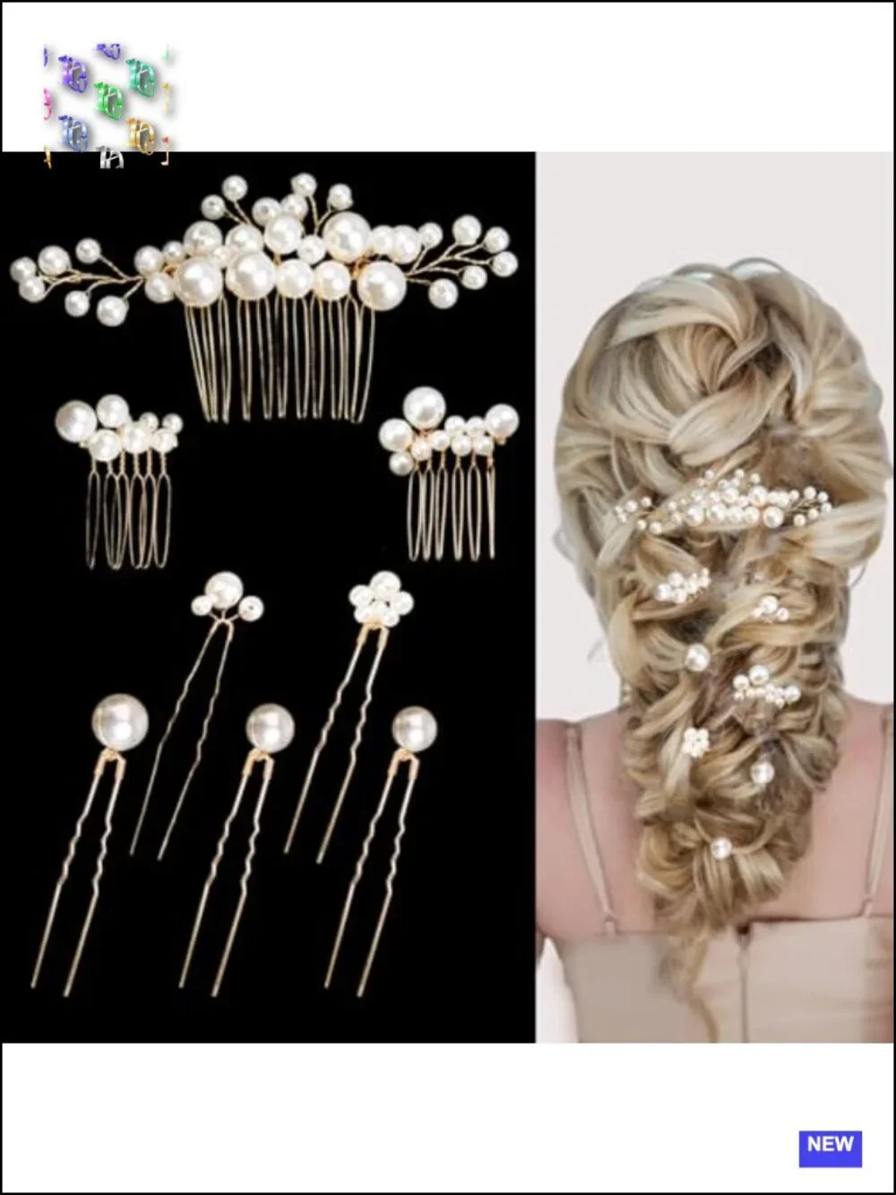 8 Pcs Pearl Hair Combs Set Wedding Bridal Rhinestone Hair Pins